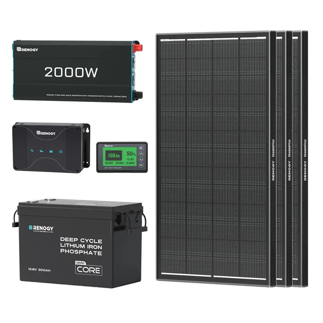 renogy-kit-solaire-3-84-kwh-camping-car-jardin-3x-panneaux-200w-600w-batterie-li image 1