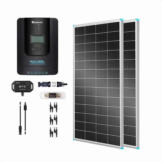renogy-400w-premium-kit-solaire-12v-24v-4-panneaux-r-gulateur-rover-40a-mppt-pou image 1
