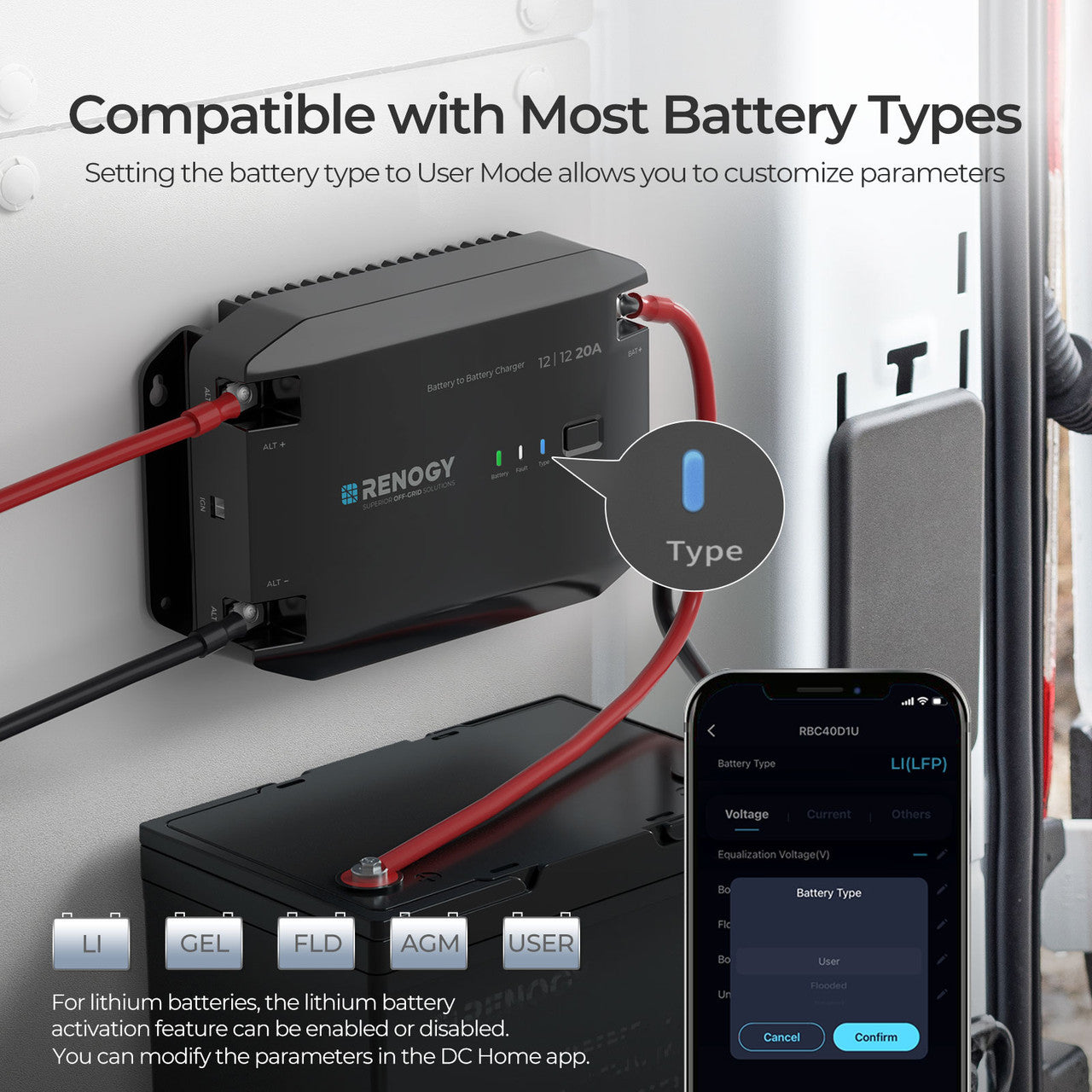 renogy-chargeur-de-batterie-dc-dc-12v-20a-recharge-en-conduite-compatible-lithiu image 5