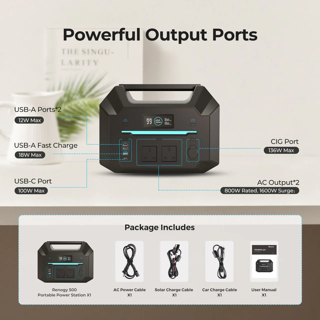 renogy-phoenix-500-station-d-nergie-portable-495wh-avec-onduleur-800w-onde-sinus image 3