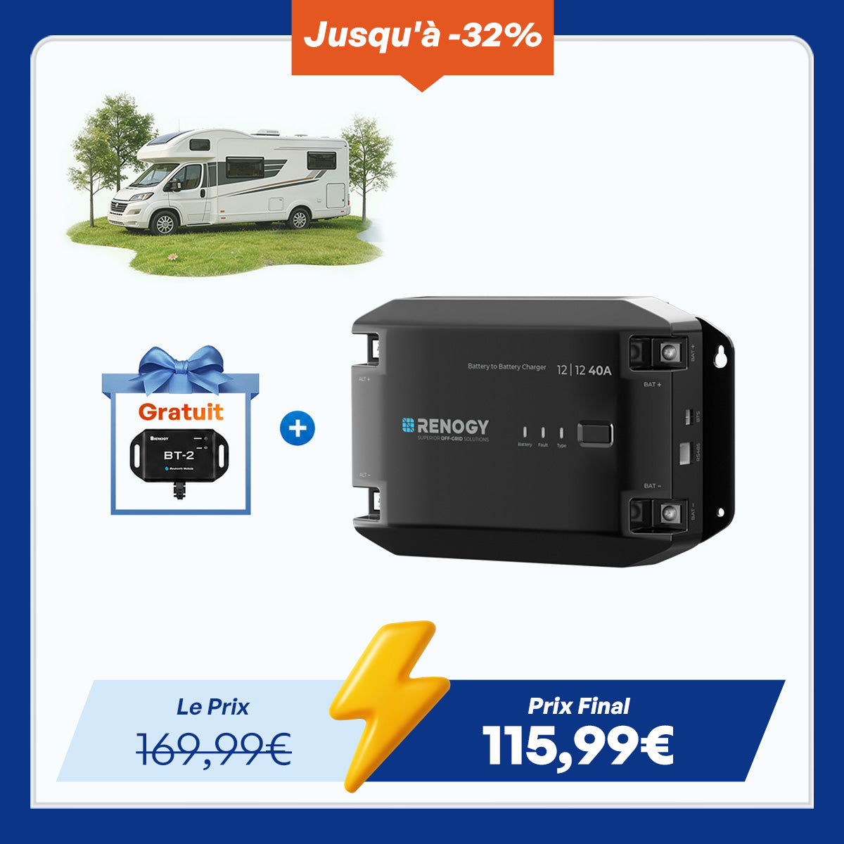 renogy-chargeur-de-batterie-dc-dc-12v-40a-boosteur-de-charge-alternateur-pour-ca image 1