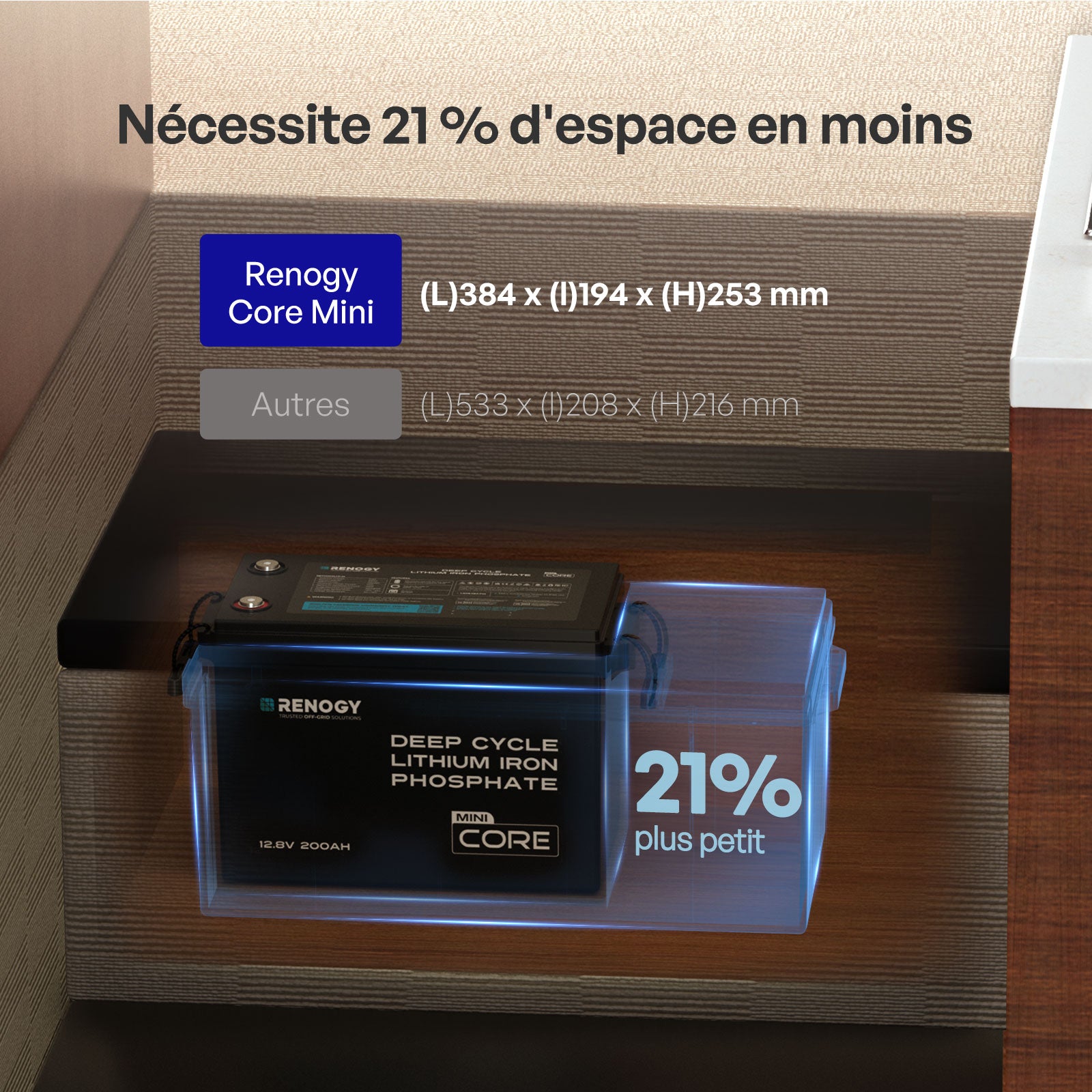 renogy-core-mini-batterie-lithium-lifepo4-12-8v-200ah-avec-protection-basse-temp image 3